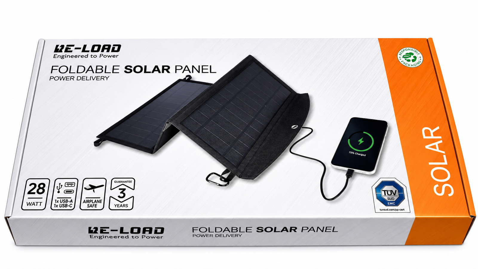 Panel Solar Plegable Re-Load 28W con USB-A y USB-C